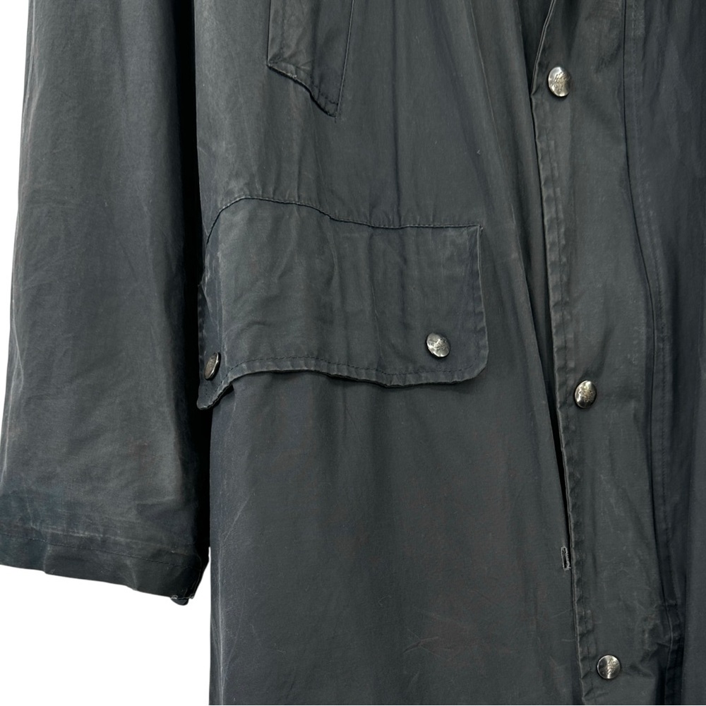 Vintage Burberry Washed Black Black Waxed Cotton Contrast Collar Trench Coat - Picture 6 of 15